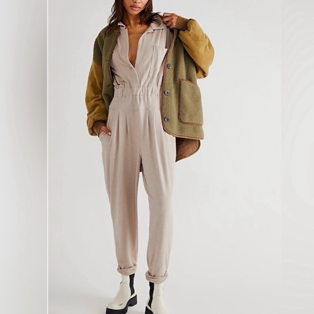 Free People Beach Faye Jumpsuit in Oyster Size M